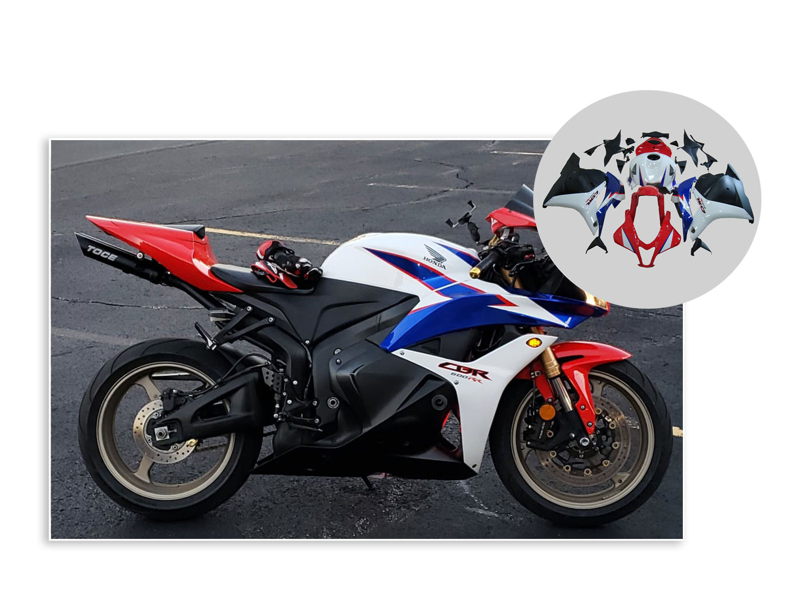 Aftermarket OEM Style Black White Red and Blue - 2009-2012 Honda CBR600RR Fairings