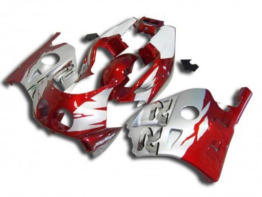 Aftermarket 1990-1998 Silver Red and White Honda CBR250RR Motorcycle Fairings