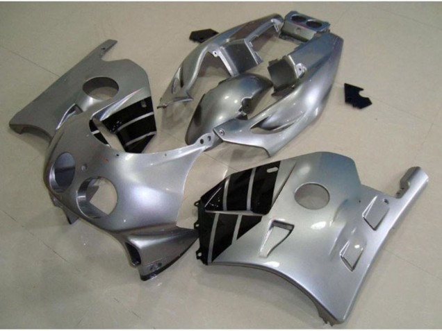 Aftermarket 1990-1998 Silver and Black Honda CBR250RR Motorcycle Fairings