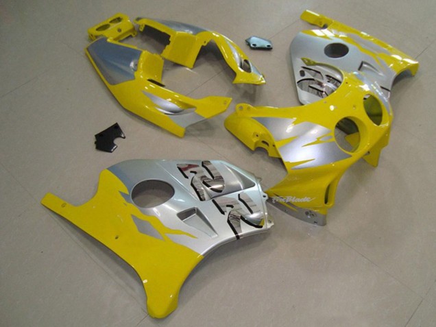 Aftermarket 1990-1998 Yellow Silver Honda CBR250RR Motorcycle Fairings