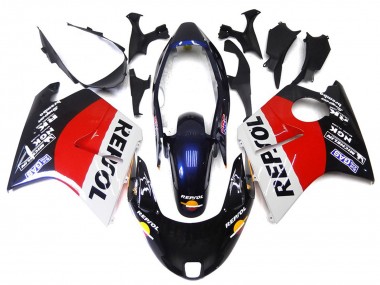 Aftermarket 1996-2007 Red Black and White Repsol Honda CBR1100XX Motorcycle Fairings