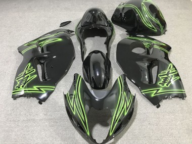 Aftermarket 1997-2007 Black & Green Lightning Suzuki GSXR 1300 Motorcycle Fairings