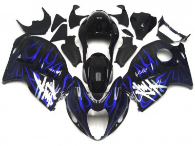 Aftermarket 1997-2007 Black with Deep Blue flame Suzuki GSXR 1300 Motorcycle Fairings