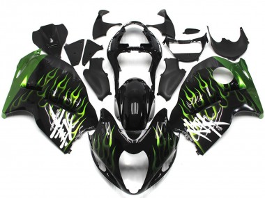 Aftermarket 1997-2007 Black with Deep Green flame Suzuki GSXR 1300 Motorcycle Fairings