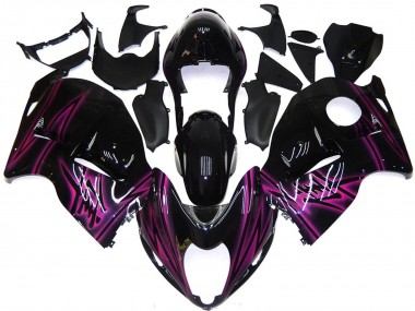 Aftermarket 1997-2007 Custom Black Gloss with Pink Suzuki GSXR 1300 Motorcycle Fairings