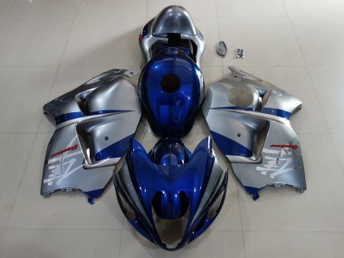 Aftermarket 1997-2007 Deep Blue & Silver Suzuki GSXR 1300 Motorcycle Fairings