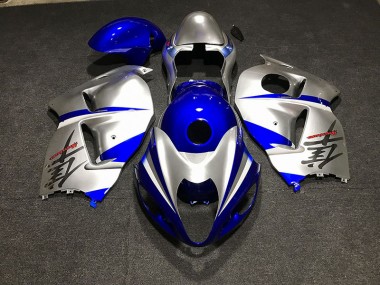 Aftermarket 1997-2007 Gloss Blue and Silver Suzuki GSXR 1300 Motorcycle Fairings