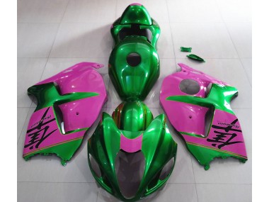 Aftermarket 1997-2007 Gloss Green and Pink Suzuki GSXR 1300 Motorcycle Fairings