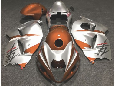 Aftermarket 1997-2007 Gloss Orange and Silver Suzuki GSXR 1300 Motorcycle Fairings