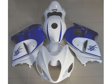 Aftermarket 1997-2007 Gloss White & Deep Blue Suzuki GSXR 1300 Motorcycle Fairings