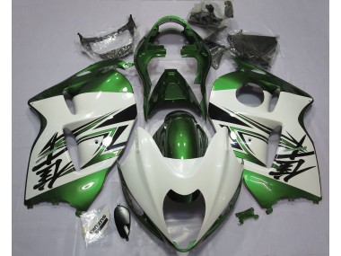 Aftermarket 1997-2007 Gloss White & Green Suzuki GSXR 1300 Motorcycle Fairings