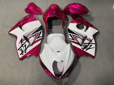 Aftermarket 1997-2007 Gloss White & Pink Suzuki GSXR 1300 Motorcycle Fairings