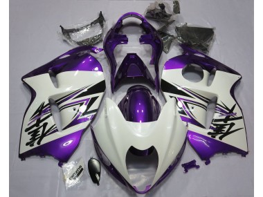 Aftermarket 1997-2007 Gloss White & Purple Suzuki GSXR 1300 Motorcycle Fairings