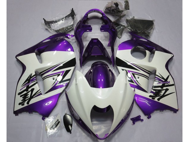 Aftermarket 1997-2007 Gloss White & Purple Suzuki GSXR 1300 Motorcycle Fairings