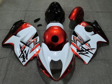 Aftermarket 1997-2007 Gloss White and Orange Suzuki GSXR 1300 Motorcycle Fairings