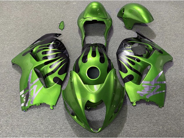 Aftermarket 1997-2007 Green and Black Suzuki GSXR 1300 Motorcycle Fairings