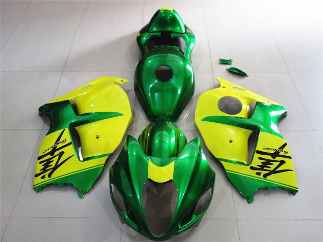 Aftermarket 1997-2007 Green and Yellow Suzuki GSXR 1300 Motorcycle Fairings