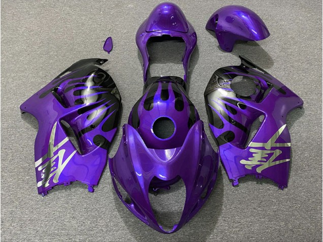 Aftermarket 1997-2007 Purple and Black Suzuki GSXR 1300 Motorcycle Fairings