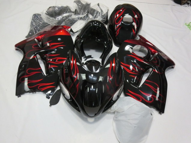 Aftermarket 1997-2007 Red Flame Suzuki GSXR 1300 Motorcycle Fairings