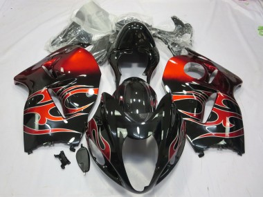 Aftermarket 1997-2007 Red Swirl Suzuki GSXR 1300 Motorcycle Fairings