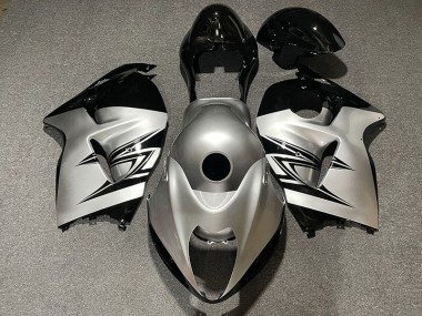 Aftermarket 1997-2007 Silver and Black Suzuki GSXR 1300 Motorcycle Fairings