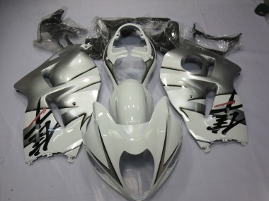 Aftermarket 1997-2007 White and Silver Suzuki GSXR 1300 Motorcycle Fairings