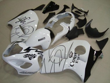 Aftermarket 1997-2007 White with Green Suzuki GSXR 1300 Motorcycle Fairings