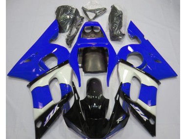 Aftermarket 1998-2002 Blue White and Black Yamaha R6 Motorcycle Fairings