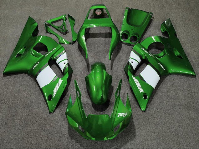 Aftermarket 1998-2002 Deep Green & White Yamaha R6 Motorcycle Fairings