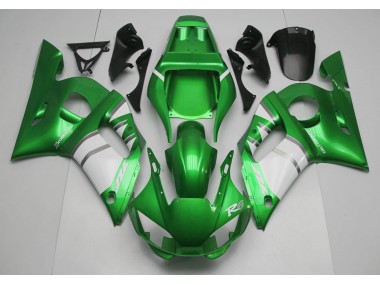 Aftermarket 1998-2002 Green & White Yamaha R6 Motorcycle Fairings