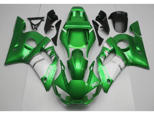 Aftermarket 1998-2002 Green & White Yamaha R6 Motorcycle Fairings