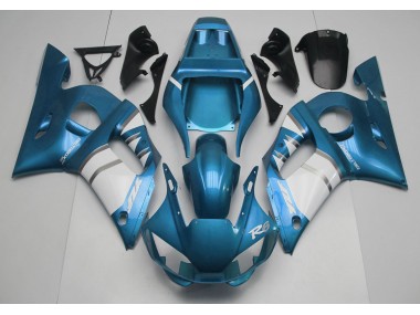 Aftermarket 1998-2002 Light Blue & White Yamaha R6 Motorcycle Fairings