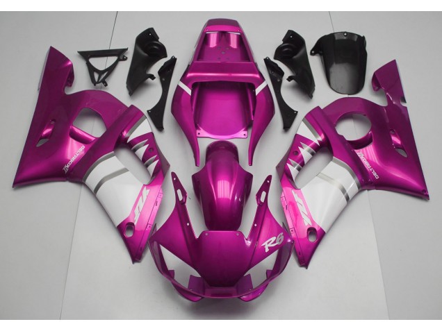 Aftermarket 1998-2002 Pink & White Yamaha R6 Motorcycle Fairings