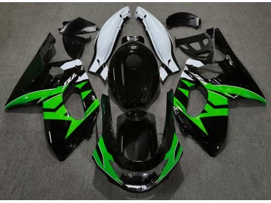 Aftermarket 1998-2007 Gloss Black Green and White Yamaha YZF600 Motorcycle Fairings