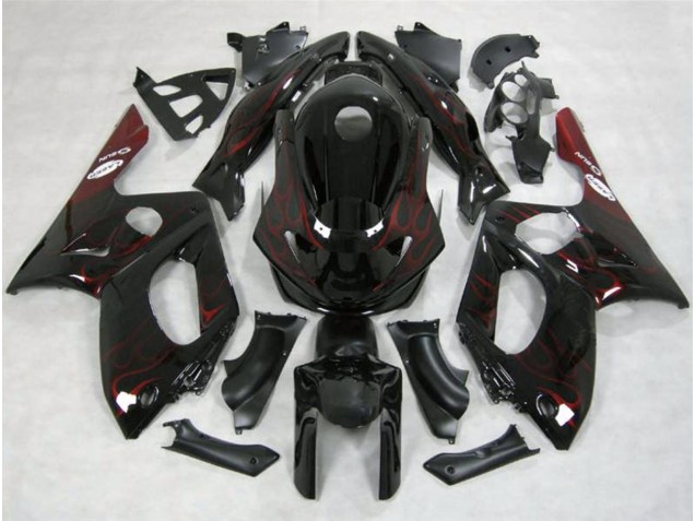 Aftermarket 1998-2007 Red Flame Yamaha YZF600 Motorcycle Fairings