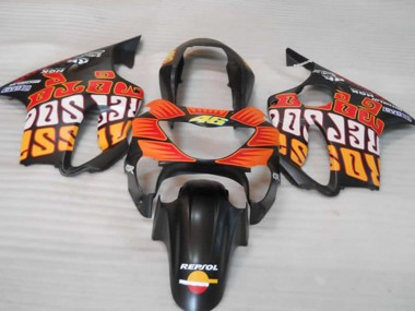 Aftermarket 1999-2000 Matte Orange Black and Red Honda CBR600 F4 Motorcycle Fairings