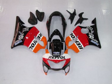 Aftermarket 1999-2000 Repsol Red Orange and Black Honda CBR600 F4 Motorcycle Fairings