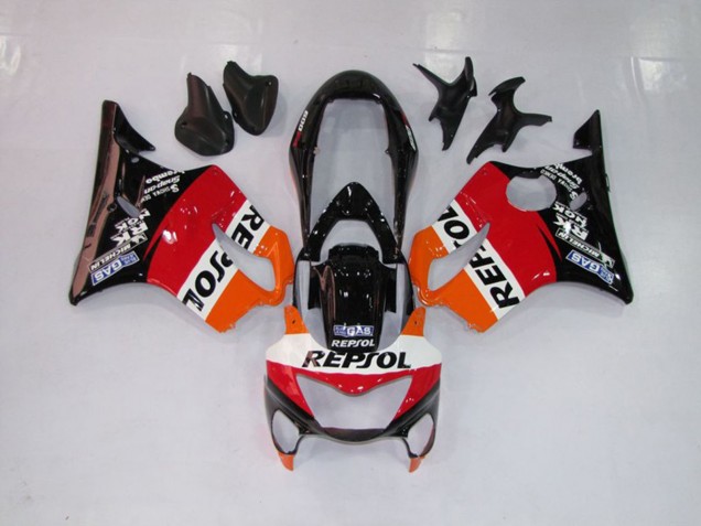 Aftermarket 1999-2000 Repsol Red Orange and Black Honda CBR600 F4 Motorcycle Fairings