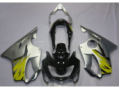 Aftermarket 1999-2000 Silver Yellow and Black Honda CBR600 F4 Motorcycle Fairings