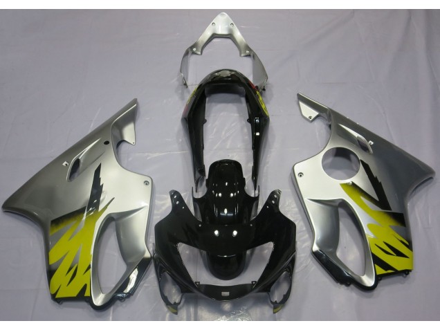 Aftermarket 1999-2000 Silver Yellow and Black Honda CBR600 F4 Motorcycle Fairings