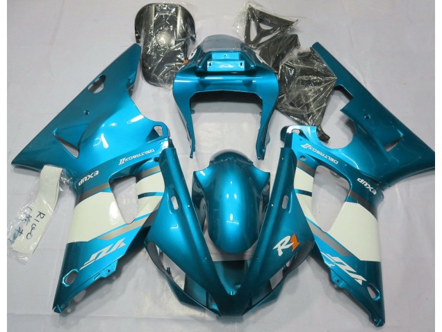 Aftermarket 2000-2001 Light Blue & White Yamaha R1 Motorcycle Fairings