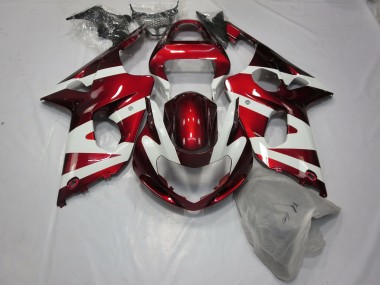 Aftermarket 2000-2002 Deep Red and White Suzuki GSXR 1000 Motorcycle Fairings