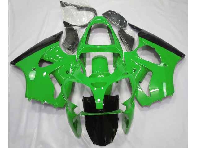 Aftermarket 2000-2002 Gloss Green & Black Kawasaki ZX6R Motorcycle Fairings