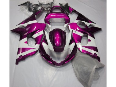 Aftermarket 2000-2002 Gloss Pink & White Suzuki GSXR 1000 Motorcycle Fairings