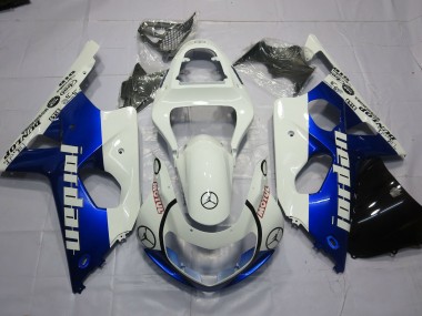 Aftermarket 2000-2002 Jordan Blue and White Suzuki GSXR 1000 Motorcycle Fairings