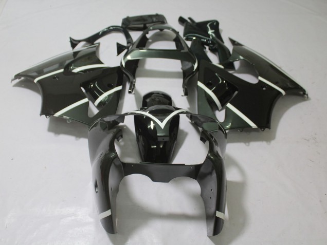 Aftermarket 2000-2002 Metallic Grey & Black Kawasaki ZX6R Motorcycle Fairings