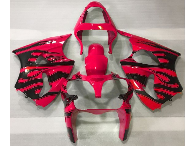 Aftermarket 2000-2002 Red & Black Flame Kawasaki ZX6R Motorcycle Fairings