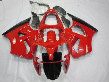 Aftermarket 2000-2002 Red and Black Kawasaki ZX6R Motorcycle Fairings