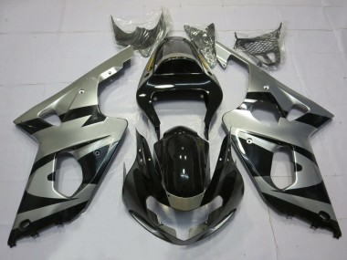 Aftermarket 2000-2002 Silver and Black OEM Style Suzuki GSXR 1000 Motorcycle Fairings