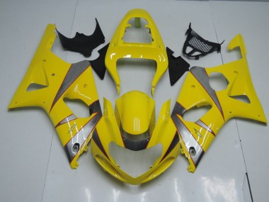 Aftermarket 2000-2002 Yellow and Silver Suzuki GSXR 1000 Motorcycle Fairings